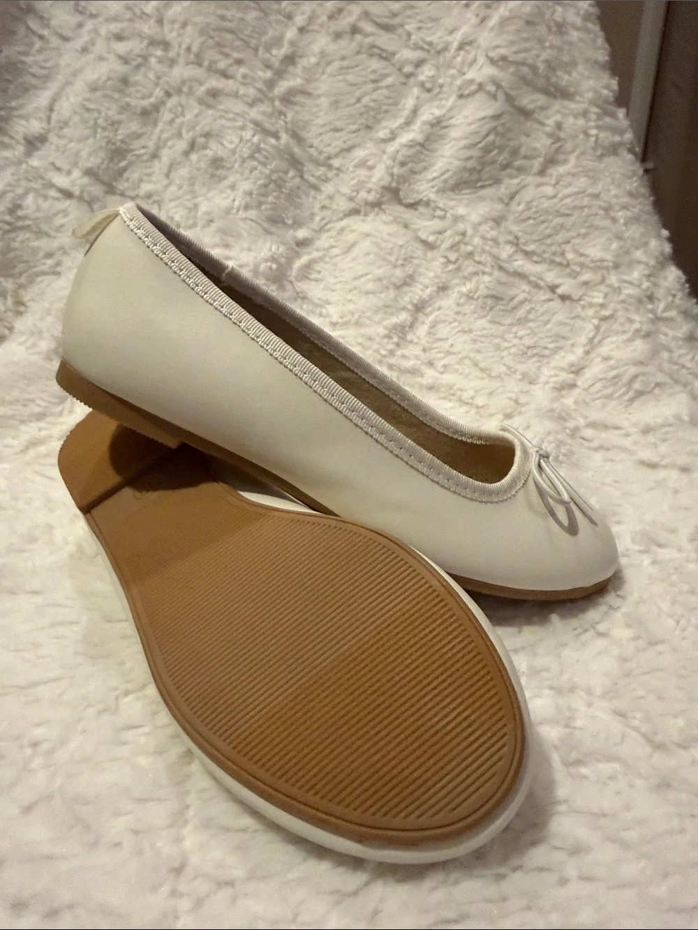 White Girls  Ballet Flats with Bow - Casual Slip-On